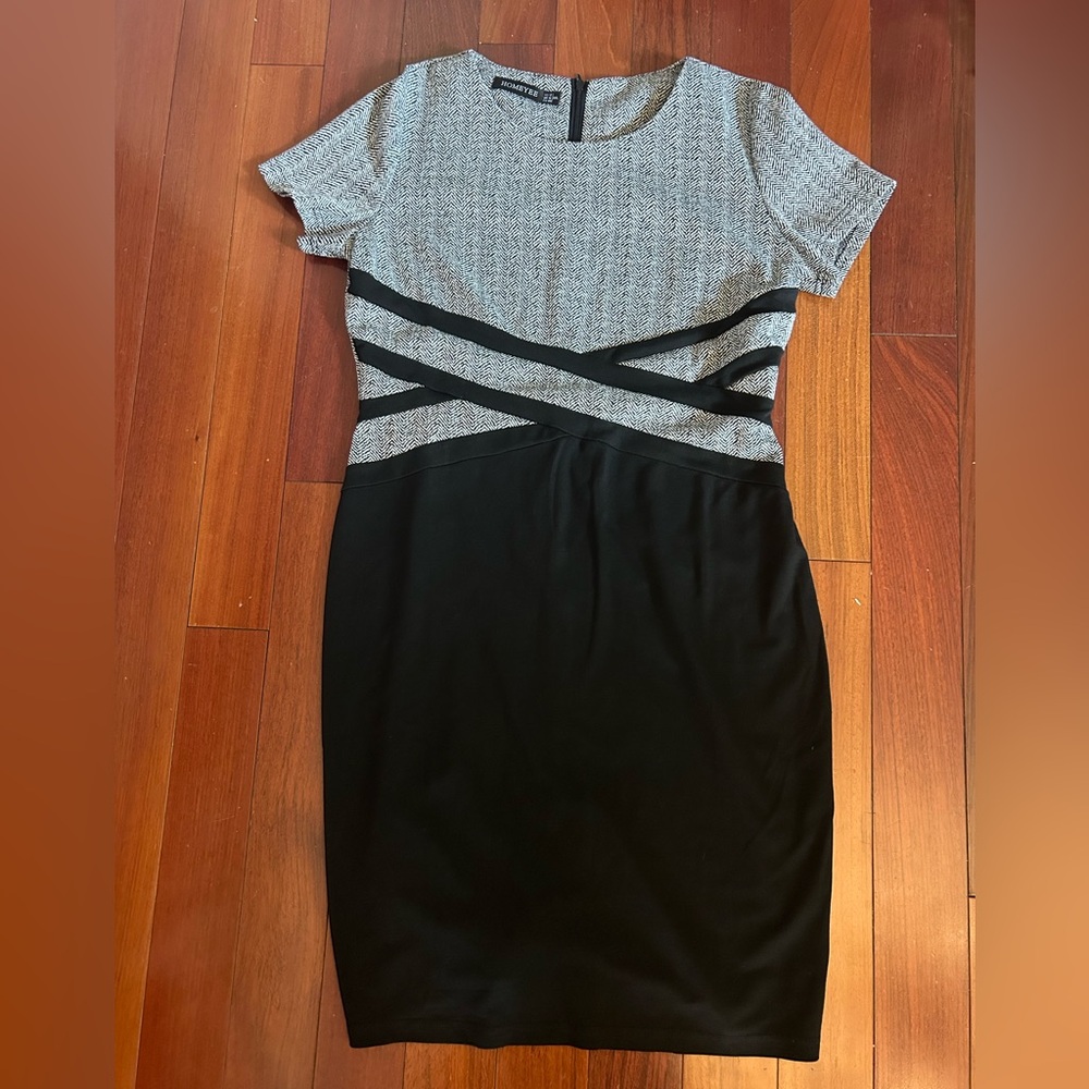 Size 12 Grey and black midi work wear dress great condition!